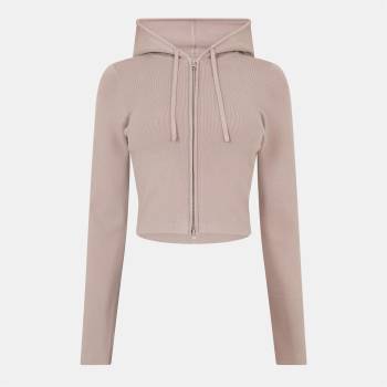 Jack Wills Суичър Jack Wills Knitted Zip Hoodie Women - Taupe