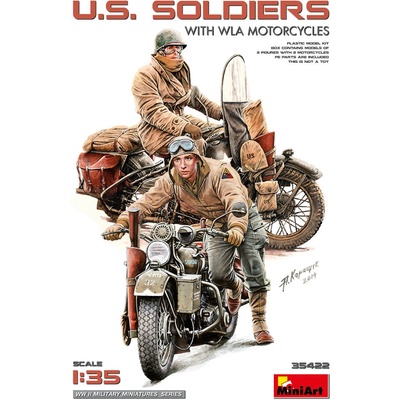 MiniArt US Soldiers w/ WLA Motorcycles 2 fig. 1:35
