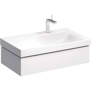 Geberit Xeno 2 - Шкафче под умивалника 90 см с плот за поставяне на вещи, чекмедже с LED осветление, лъскаво бяло 500.514. 01.1 (500.514.01.1)