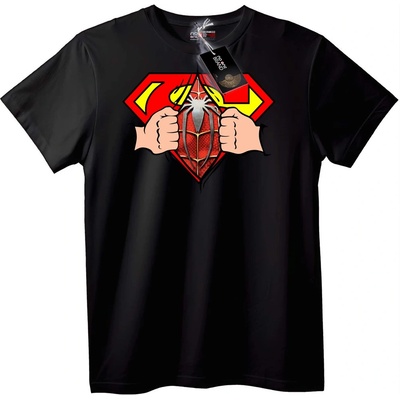 NOONEBRAND Тениска Комбо Superman и Spider-Man - 5XL, Black