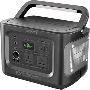 Promate Зарядна станция ProMate POWERMINE-600 W 2 AC, 9in1, 172800mAh, DP 100W, - Черна