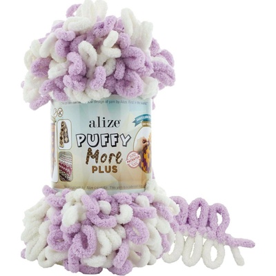 Alize příze Puffy More Plus 8003 smetanová, pastelově fialová