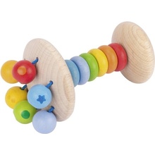 Heimess Drevené hrkálka s držiatkom dúha