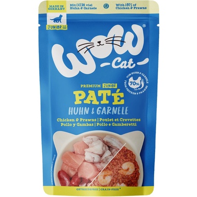 WOW Cat Paté Junior Kuře s krevetami 125 g
