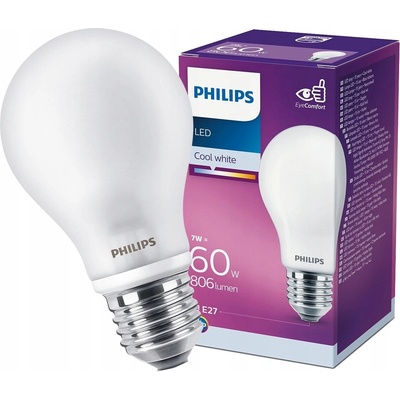 Philips LED žiarovka E27 7W 60W 806lm 4000K Neutrálna 300°