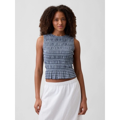 GAP Kockovaný peplum crop top Modrá