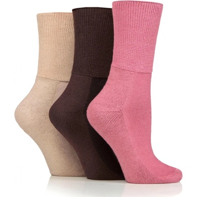 Iomi 3 páry široké diabetické ponožky BAMBUS Ružový MIX