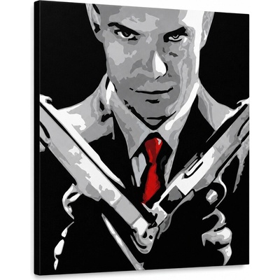Ručne maľovaný POP Art obraz HITMAN - 100x100 cm