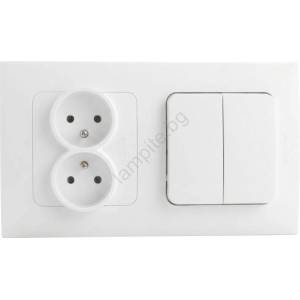 Legrand - двойна домашна контактна розетка и двоен ключ №5 с бяла рамка NILOE STEP 250V (LR0050D)