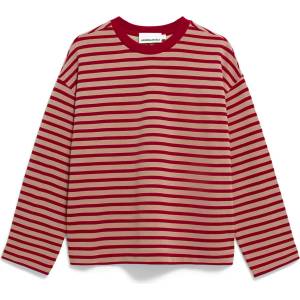 ARMEDANGELS Дамски пуловер ARMEDANGELS Women's Frankaa Stripe Jumper - Velvet Red / Honey Reed - размер XL (117-1841-2115)