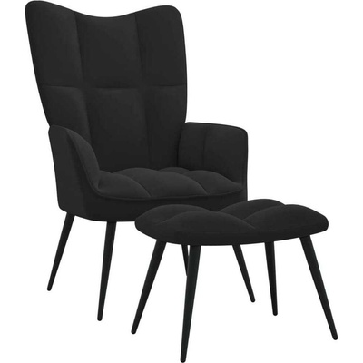 vidaXL 328090 Relaxační s taburetkou černé sametové
