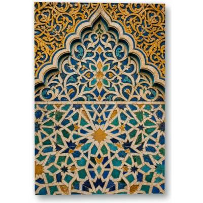Plakát – Modrozlatý ornament s geometrickou mozaikou Bez rámu Ano Bez rámu 90 × 135 cm