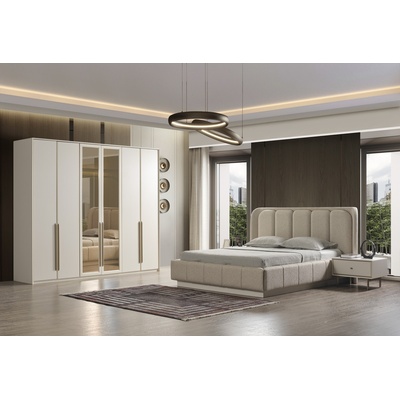 Baymob Mobilya Шесткрилен гардероб milano с led осветление