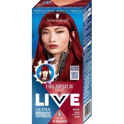 Schwarzkopf Live Ultra Brights barva na vlasy 026 Temná červená 50 ml