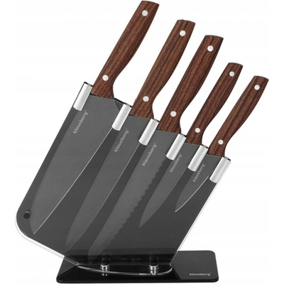 KLAUSBERG Комплект ножове със стойка Klausberg KB 7616, 6 ч, Неръждаема стомана, Кафяв/сив (9999KB7616)