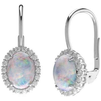 Couple Půvabné náušnice Ophelia II se zirkony a syntetickými opály bílé zlato 1180869-0-0-18