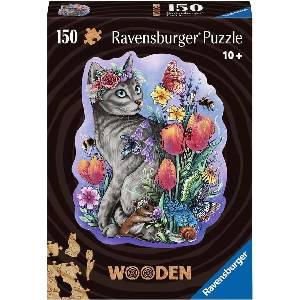Ravensburger Дървен пъзел Ravensburger от 150 части - Пролетно коте (12000757)