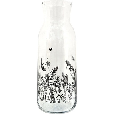 Clayre & Eef Skleněná karafa s květinami Flora And Fauna - 9 x 25 cm / 1000 ml