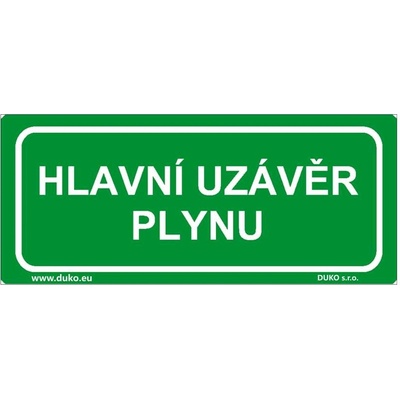 DUKO HLAVNÍ UZÁVĚR PLYNU Formát: 210 x 90 mm, Materiál: plast 1 mm, samolepící vinylová fólie