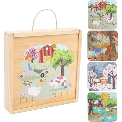 2Kids Toys Puzzle v dřevěné krabici Čtyři roční období – Zboží Dáma