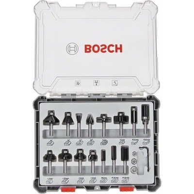 BOSCH Smíšená sada tvarových fréz s vřetenem Ø 8 mm, 15 ks 2607017472 – Zboží Dáma