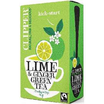Clipper Fair Trade zelený čaj Limetka a Zázvor 20 s
