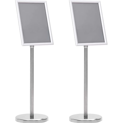 vidaXL Стойки за плакати 2 бр. Сребрист 32.7 x 24 x 108 см Алуминий (3385634)