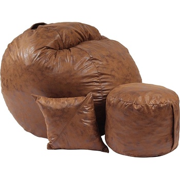 Image 1 of PUFRELAX Комплект, Барбарон с табуретка за крака и декоративна възглавница, 500л. Matusalem, Iced Coffee, Перящ се калъф, Подходящ за деца, Пълнеж с микс от мемори пяна и дунапрен, Гама Premium, 8436 (PUF-M-MOP-PT-CAF)