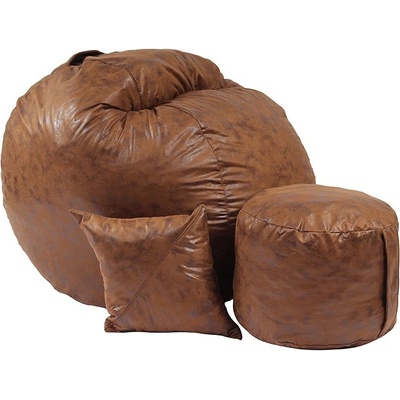 PUFRELAX Комплект, Барбарон с табуретка за крака и декоративна възглавница, 500л. Matusalem, Iced Coffee, Перящ се калъф, Подходящ за деца, Пълнеж с микс от мемори пяна и дунапрен, Гама Premium, 8436 (PUF-M-MOP-PT-CAF)