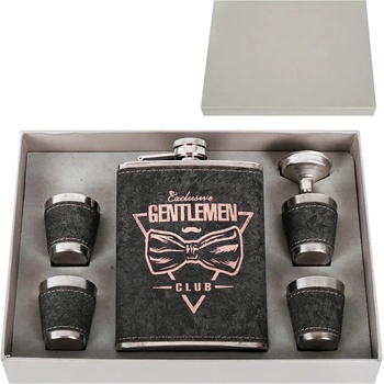 Комплект манерка - Gentelmen club с аксесоари /кожа и метал/ (К85878)