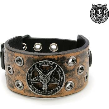 Image 1 of Leather & steel fashion гривна Brown Baphomet- LSF1 76