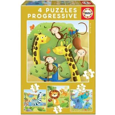 Educa Диви животни - пъзел 12-16-20-25 части (edu17147)