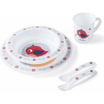 Canpol babies Пластмасов комплект за хранене Canpol - Happy Animals, червен (4/401_red)