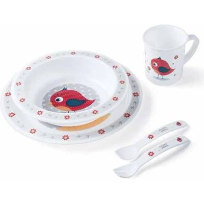 Canpol babies Пластмасов комплект за хранене Canpol - Happy Animals, червен (4/401_red)