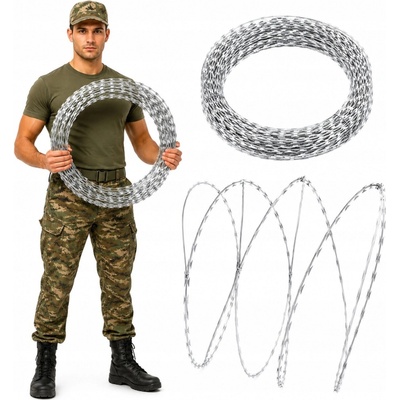 Greatstore NATO pozinkovaný žiletkový ostnatý drát - 60 m