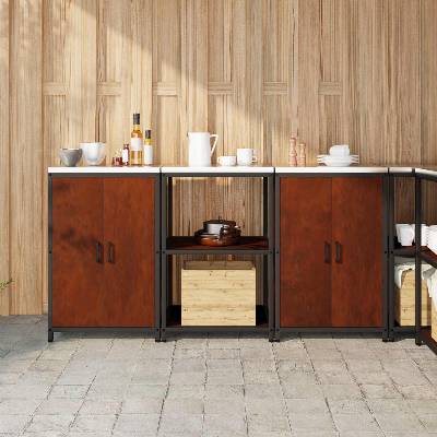 vidaXL Комплект за кухненско съхранение HATTEM 3 pcs Ръждясало Стомана (3392700)