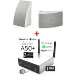 Tibo Комплект озвучаване за тераса 2x50W с ARYLIC A50+ стрийминг и Yamaha AW592 бели говорители (Pachet-A50+AW592WH)