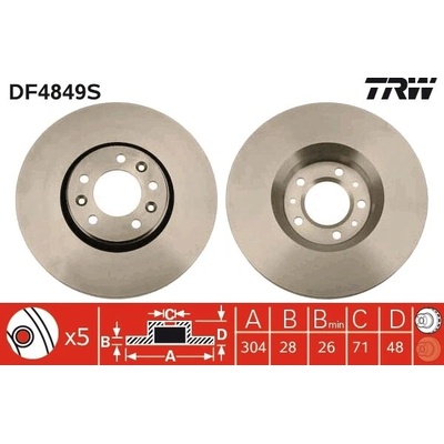 Brzdový kotúč TRW DF4849S