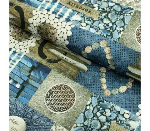 Bavlna digital - Patchwork kamene