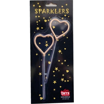 Zlaté Prskavky v tvare srdca 2 ks 16,5 cm