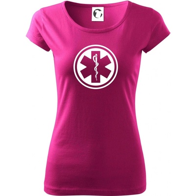 Rescue logo samostatné guľaté Pure dámske tričko Fuchsiová