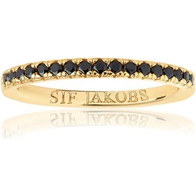 Sif Jakobs Pozlacený prsten s černými kubickými zirkony Ellera SJ R2869 BK YG