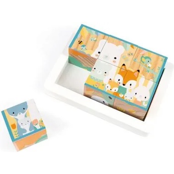 Image 1 of Janod - Дървен пъзел с кубчета - Горски животни (J05158)