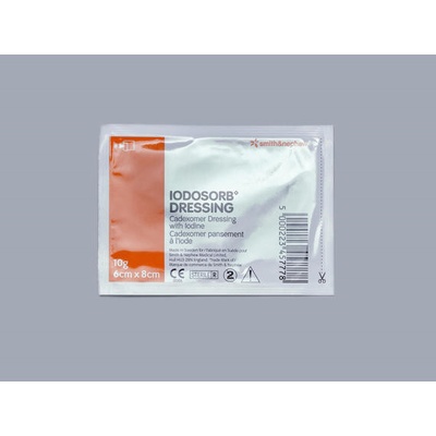 SMITH and NEPHEW Iodosorb Dressing 6 cm x 8cm, 10g, s jodem-dezinfikuje 5 ks