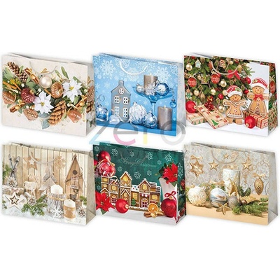 Taška papírová dárková 30x23x10 cm (lak) - vánoční (mix 2)