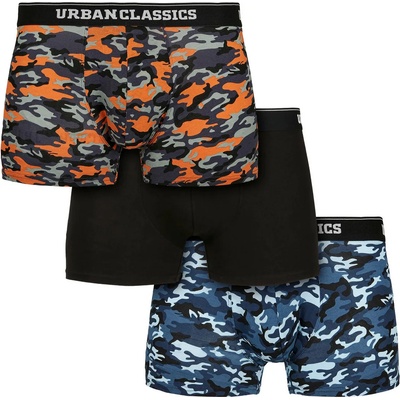 Urban classics мъжки боксерки urban classics - 3 бр. в опаковка - син камуфлаж / оранжево - tb3538