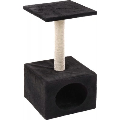 FLAMINGO Sassière Sassière Ecru Black, катерушка и драскалка за коте, с къщичка, черна, 30х30х55 см, Белгия - 1031668