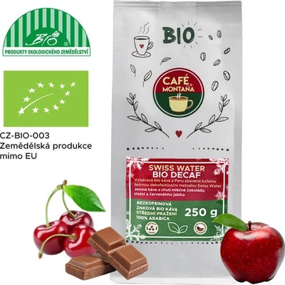Café Montaña Bio Swiss Water Decaf mletá bio káva bez kofeinu Espresso 250 g