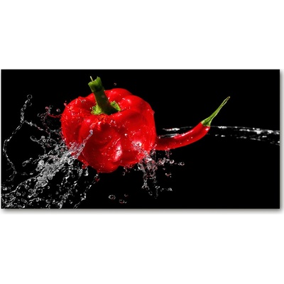 Foto obraz sklo tvrzené červenej papriky 100x50 cm