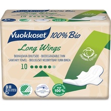 Vuokkoset 100% Bio Long Wings Thin dámské vložky 10 ks